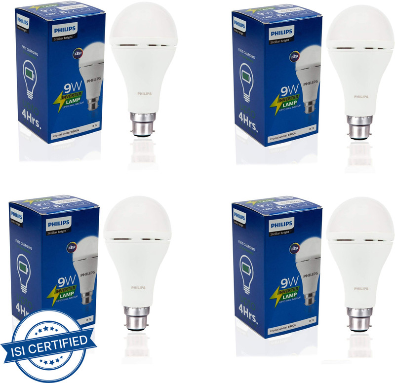 PHILIPS 14 W Inverter Round B22 Inverter Bulb(White, Pack of 2)
