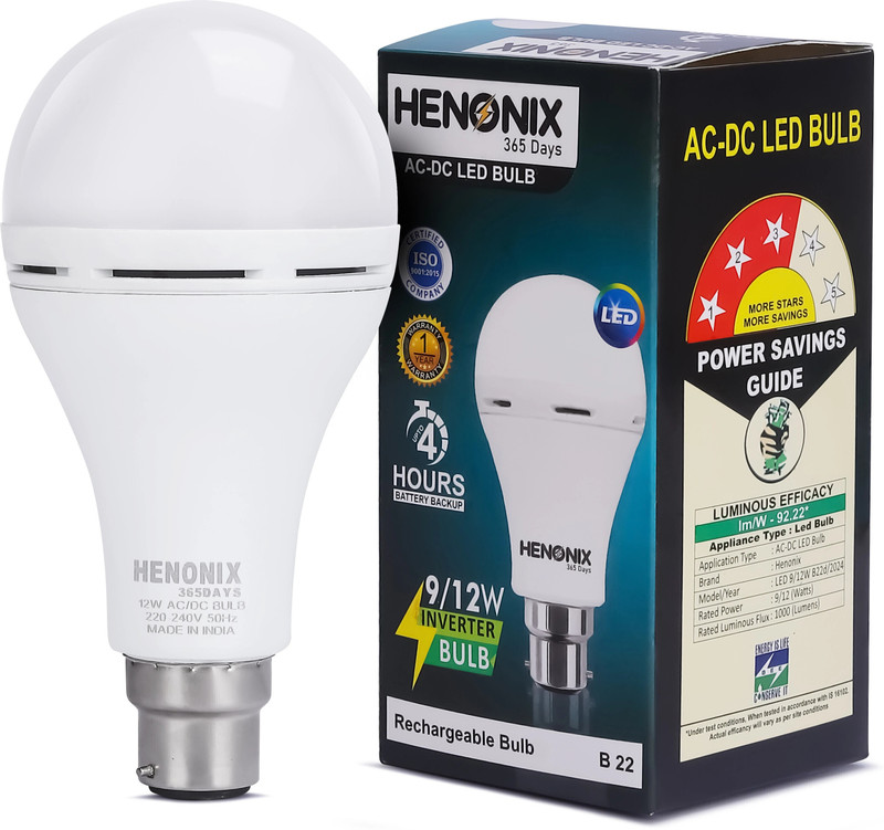 PHILIPS 9 W Inverter Round B22 Inverter Bulb(White)