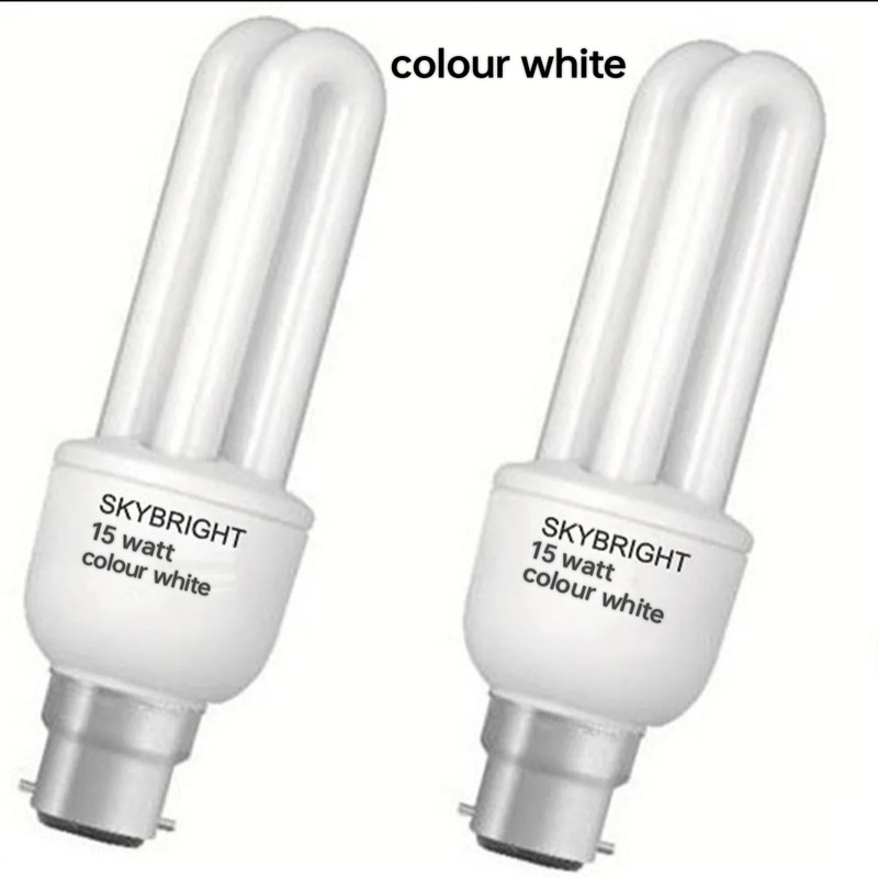 skybright 15 W Eye Safety Compliance U-Tube B15D, B22 CFL Bulb(White, Pack of 2)