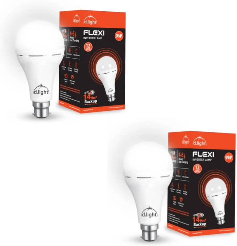 d.light 9 W Eye Safety Compliance Standard B22 Inverter Bulb(White, Pack of 2)