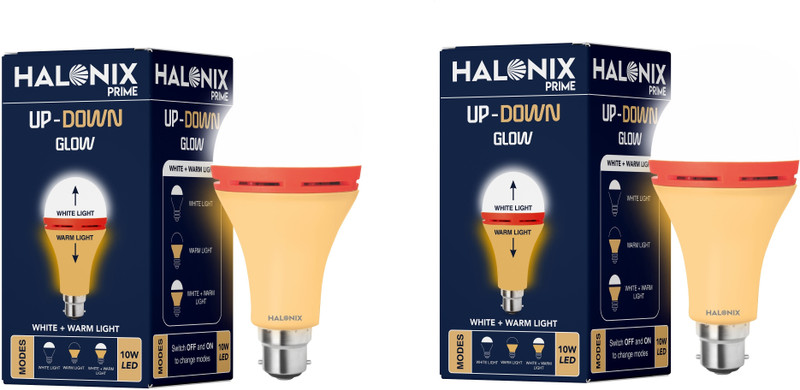 HALONIX 10 W Basic Round B22 D Decorative Bulb(White, Yellow, Pack of 2)