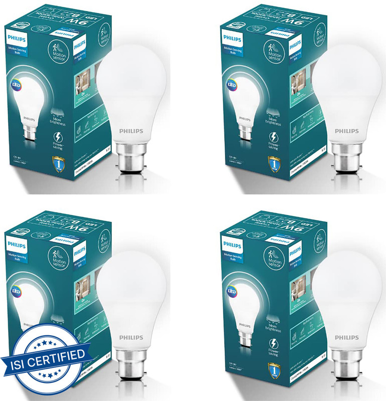 auto-on 20 W Motion Sensor Round B22 LED Bulb(White)