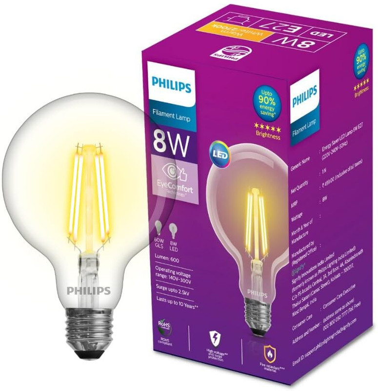 PHILIPS 8 W Basic Decorative E27 LED Bulb(Yellow)