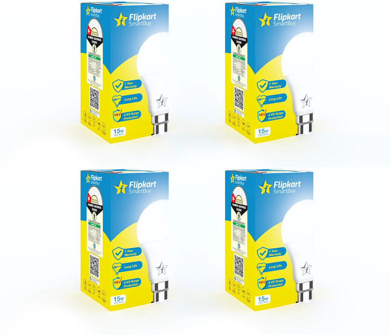 Flipkart SmartBuy 15 w Basic Round B22 LED Bulb(White, Pack of 4)