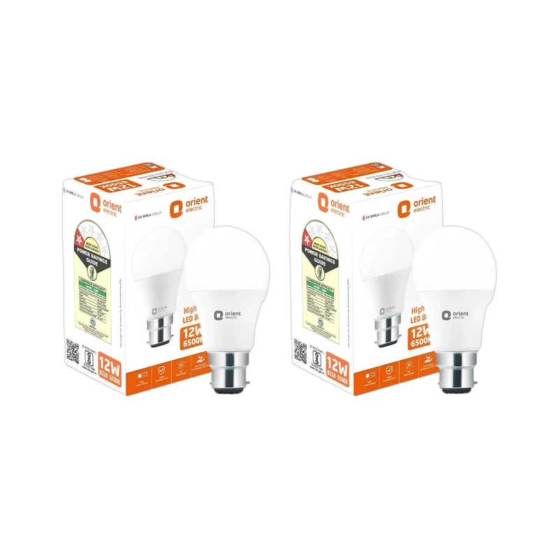 Orient Electric 12 W Basic, Eye Safety Compliance Round B22 LED Bulb(White, Pack of 2)