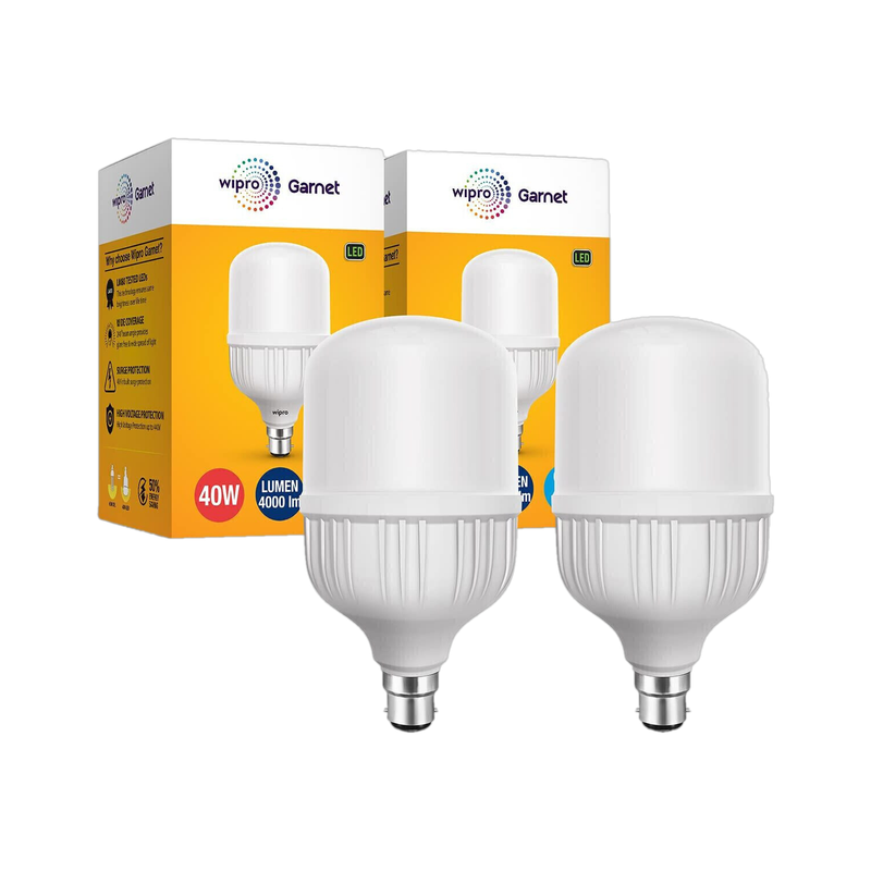 Wipro 40 W Basic Standard B22 LED Bulb(White, Pack of 2)