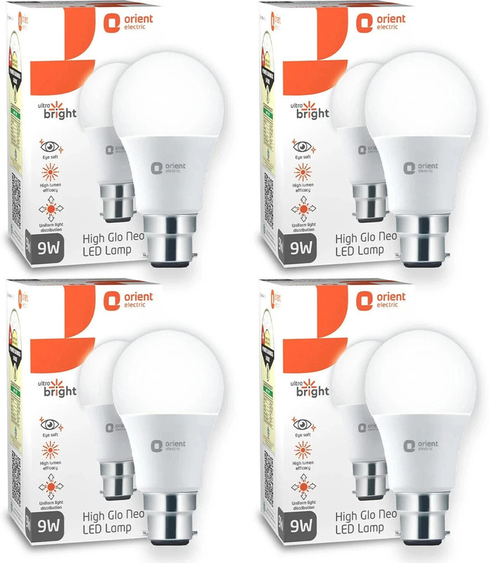 Orient Electric 9 W Basic Round B22 LED Bulb(White, Pack of 4)