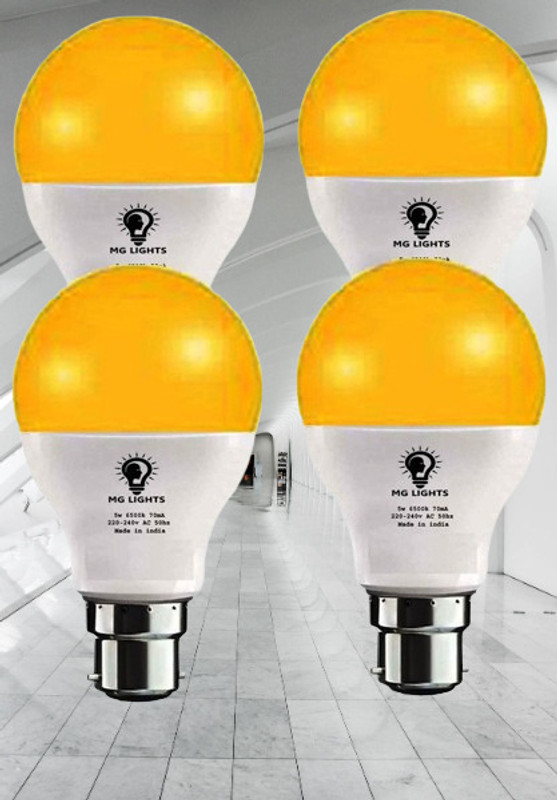 mg lights 5 W Basic Arbitrary B22 LED Bulb(Yellow, Pack of 4)