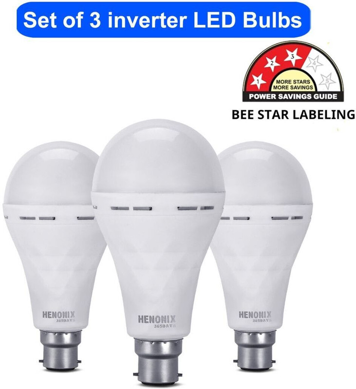 RUMEL 12 W Inverter Round B22 Inverter Bulb(White, Pack of 2)