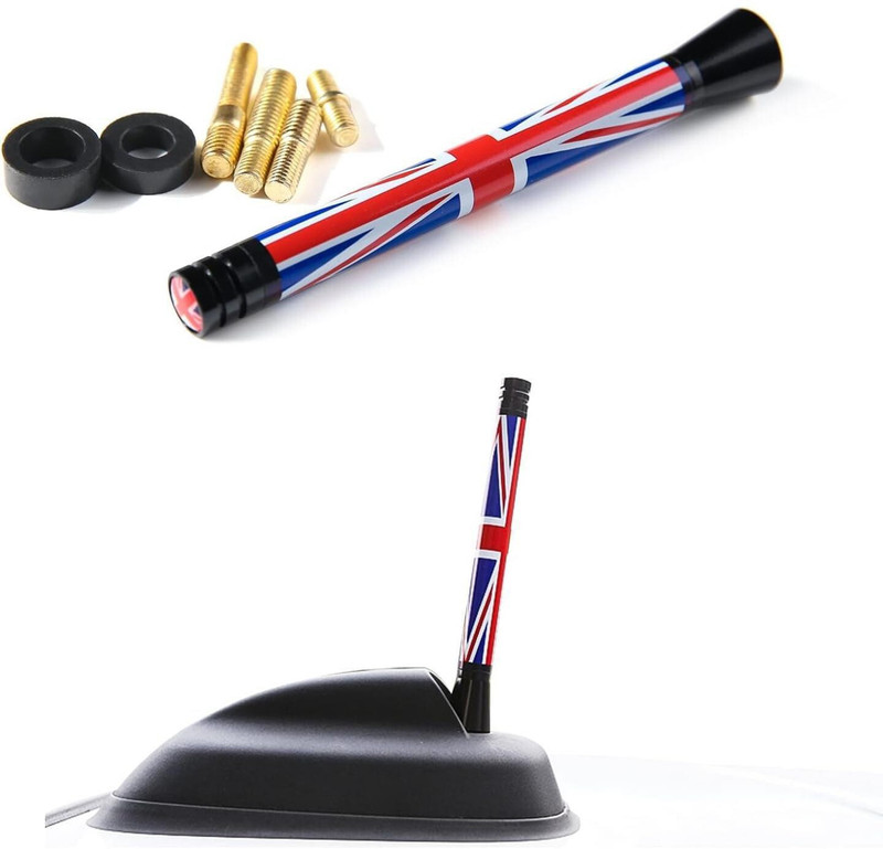 Auto MT UK Flag Antenna Compatible with All Cars Aluminium, Signal Aerial Roof Antenna. Car Flywheel