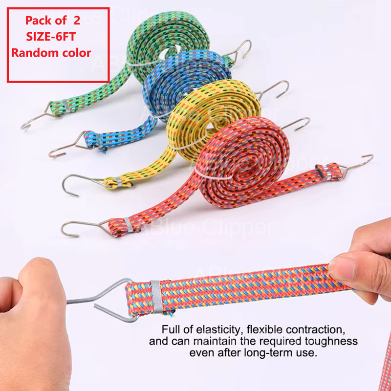 ABlue Clipper Car & Bike Bungee Cord with Hooks – 6ft Stretchable Elastic Rope for Luggage Bungee Cord(183 cm)