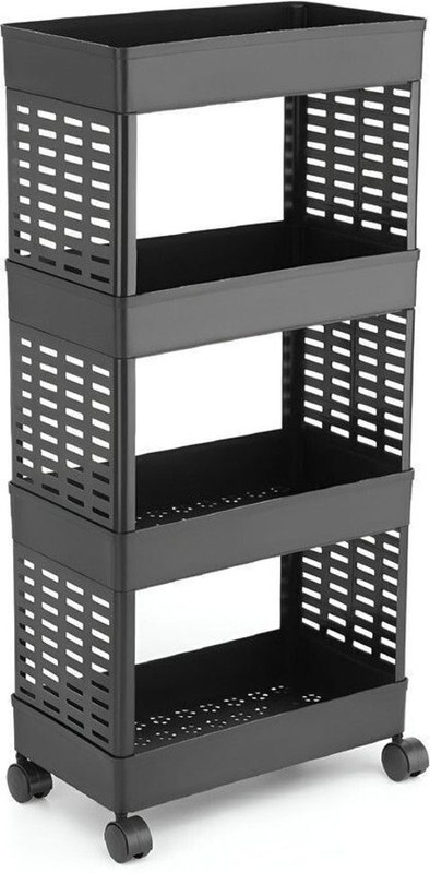 HomeQueen Premium Durable 4 Tier Space Saving Organizer, Plastic Free Standing Cabinet(Finish Color - Black, DIY(Do-It-Yourself))