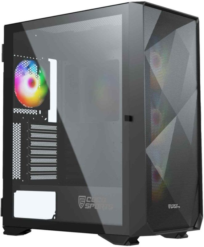 COCONUT Rampage 1000D middle tower Cabinet with USB 2.0 and USB 3.0 Ports Compatible with Gaming Console(Black)