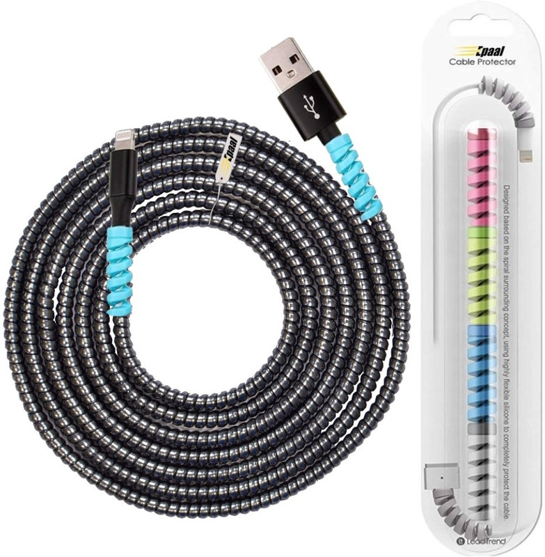 Epaal Port Protector Sleeves (4pcs) with Spiral Triple Color 1.6 Mtr (1pc) Full Size Cable Protector(Black)