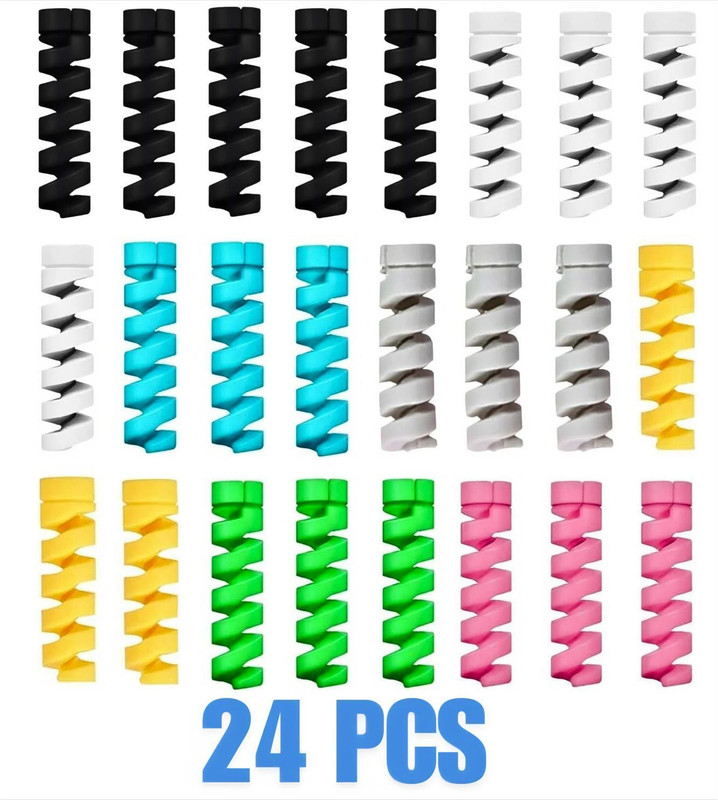 RoarX 24 Pcs Cable Protectors / iPhone cable Protector,wire protector cable drop clip Cable Protector(Multicolor)