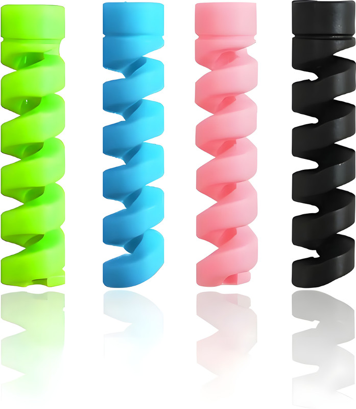 AirBorne 4 Pcs Spiral Cable Protector for USB Charger, Data Cable & Headphones Saver Cable Protector(Multicolor)