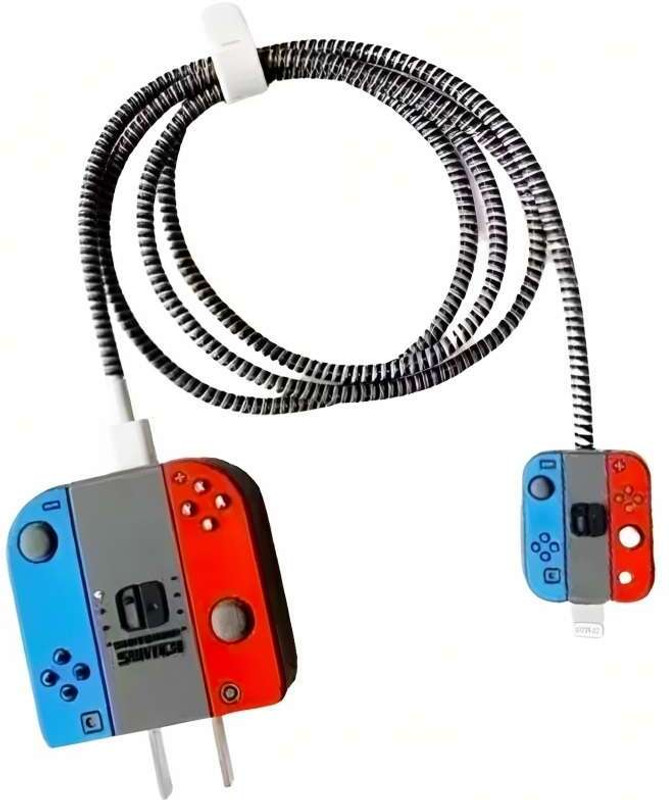 YuniKase Charger Cover for iPhone 18/20W Charger Adapter,Cute 3D Cartoon Swith,USB Spiral Cable Protector(Blue, Red)