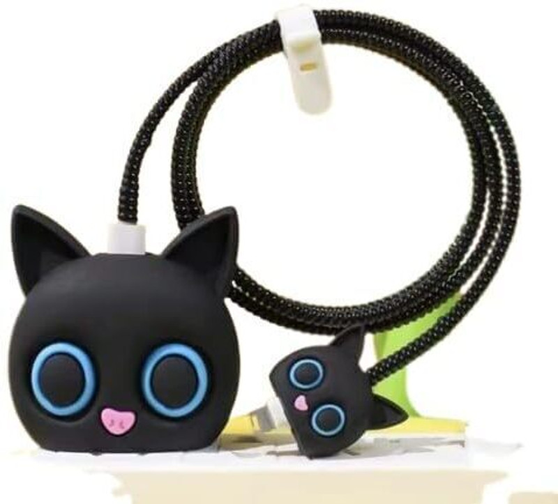 AIFEI Charger Cover for iPhone 18W-20W Charger, 3D cartoon black cat Cable Protector(Black)