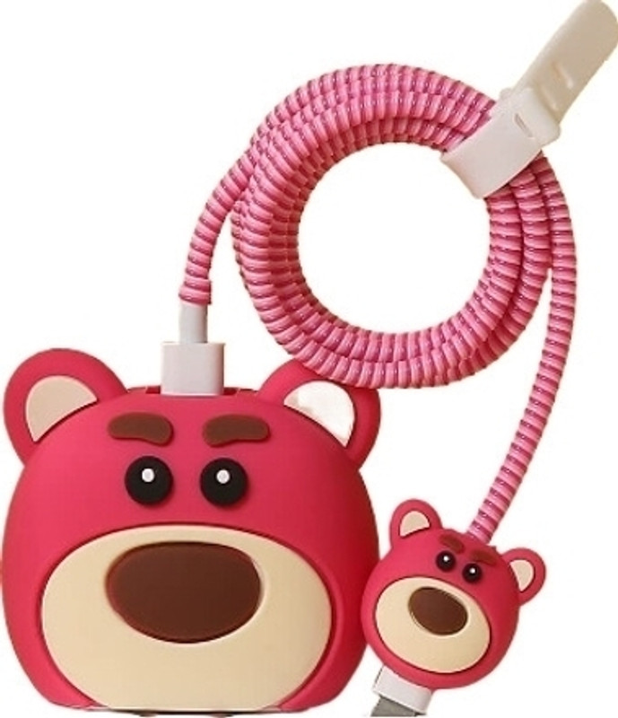 YSTIFYRA Charger cover for Samsung 25W Type C Adapter 360 Protection Cute Teddy Cover, Cable Protector(Blue, Multicolor)
