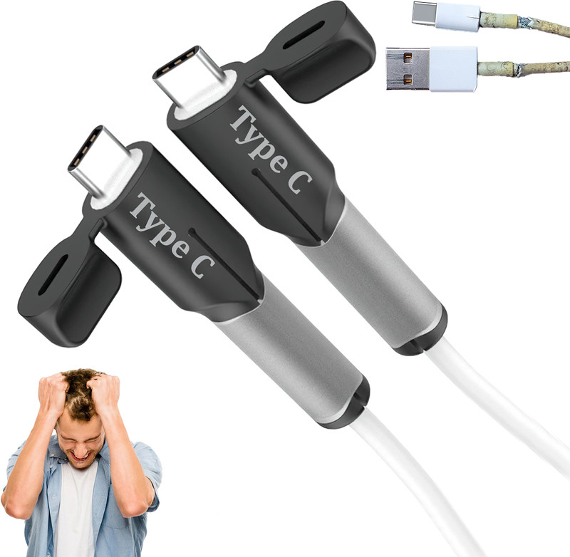 Avedia Cable Protectors for Android Mobile Charger Cable Protector Type C to Type C Cable Protector(Black)