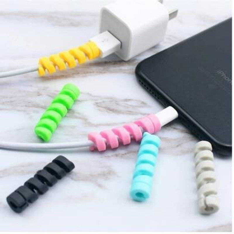VAAMnational Silicon Charger Data Cable Protector Mobile Fast Charging Type C Protectors Bite Safety Winder Sleeve for Protecting Expensive Wire Cable Protector(Multicolor)