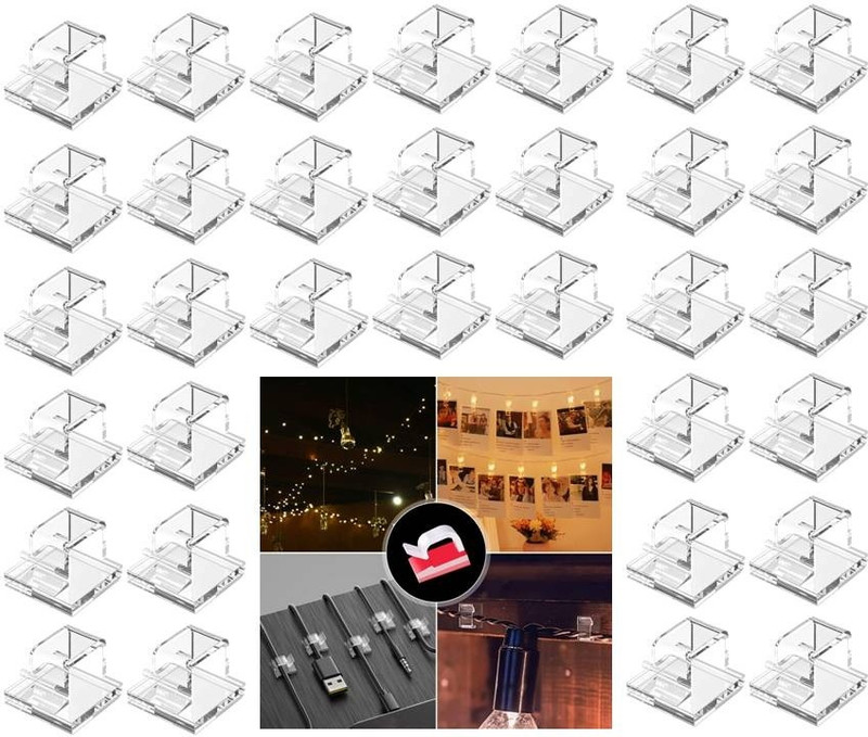 IMOX 40pcs Small 3M VHB cable clips, Wire Clips, Decoration Light Clips Cable Protector(White)