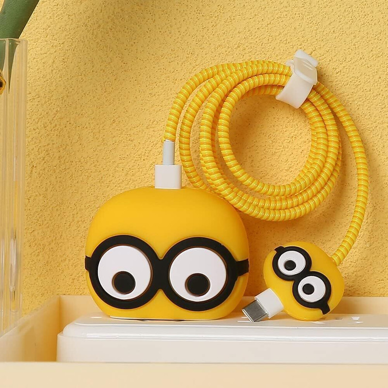 ONCRAVES Charger Case for iphone 18W - 20W / 3D cartoon Minion Cable Protector(Yellow)