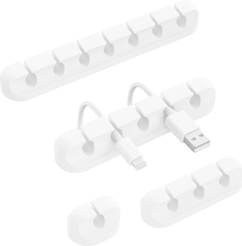 FITIX Cable Management Clips, Cord Organizer for Desk, Set with 7-5-3-1 Slots Cable Protector(White)