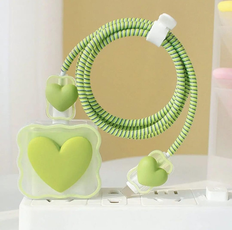 Asotai Charger Cover for iPhone 18/20W Charger, 3D Cartoon Design ShinChan Spiral Cover Cable Protector(Green)