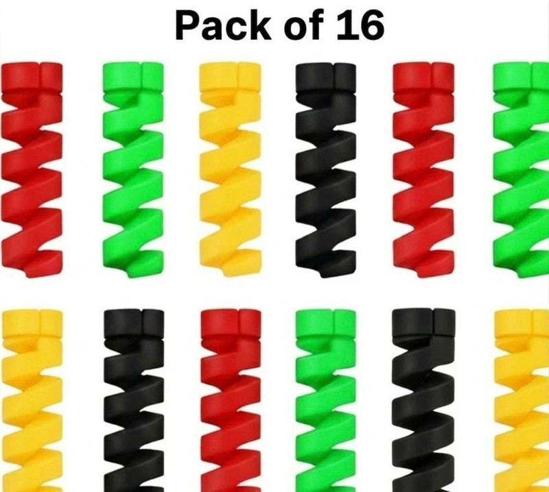 Maa Enterprises Cable Protector Spiral Wire Organizer Flexible Cord Saver Multicolor 16 Pcs Set Cable Protector(Multicolor)
