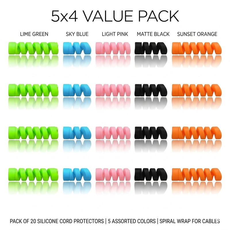 AirBorne Cable Wire Protector Cord Saver Charger USB Data Cable Pack Of 5(20pcs) Cable Protector(Multicolor)