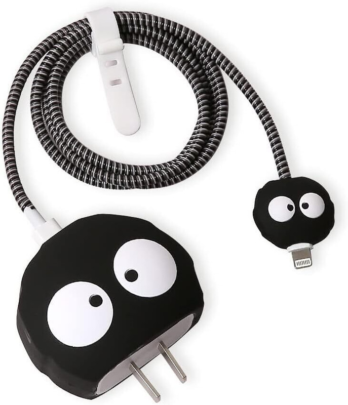 Jape Charger Cover with Cable Protector Compatible for iPhone Charger Only 18W/20W Cable Protector(Black)