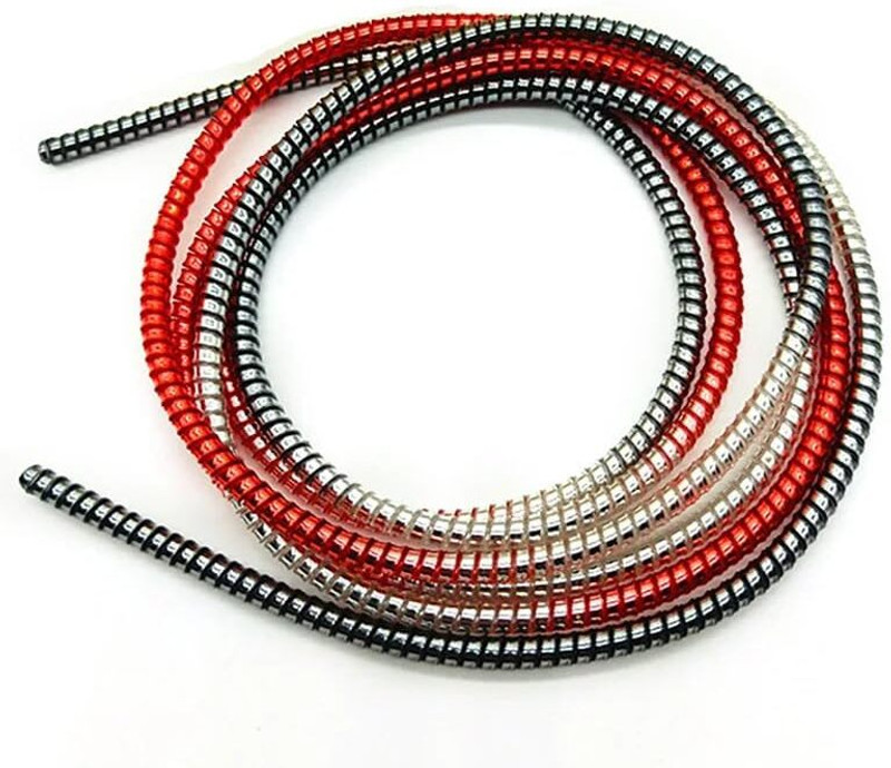 Epaal Spiral Triple Color (2 Pcs) 1.4 Mtr Full Size Charger (Black) Cable Protector(Black)