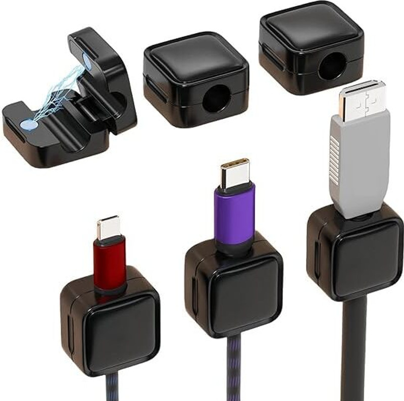 FLOSTRAIN Magnetic Cable Clips, 6 Pack, Cord Holder, Cable Management Cable Protector(Multicolor)