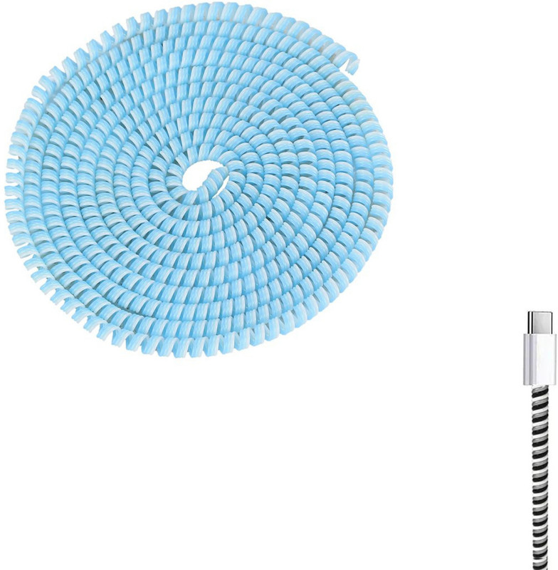 iCallMart Cable Cord_04 Protectors 2 Meters Each-Full Size for for Mobile Phone Charging Cable Protector(Blue)