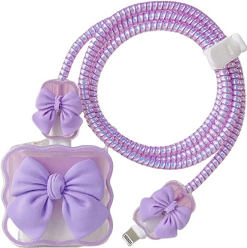 RidivishN Charger Compatible for iPhone 18W-20W Charger with Spiral Cable Protector(Purple)