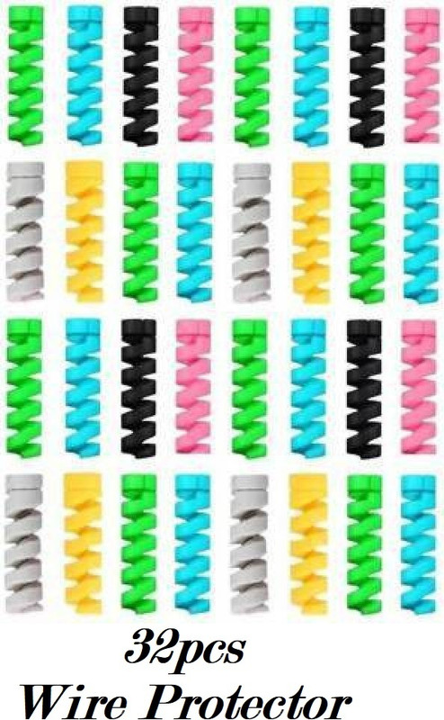 Sansuka 12 Pieces Mobile Charging & Earphones Wire Cable Protector(Yellow, White, Red, Pink, Blue, Multicolor)