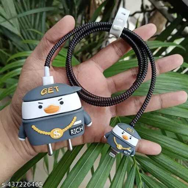 henx captaion america charger cover for iphone 18/20W 3D Cartoon Design USB Spiral Cable Protector(Multicolor)