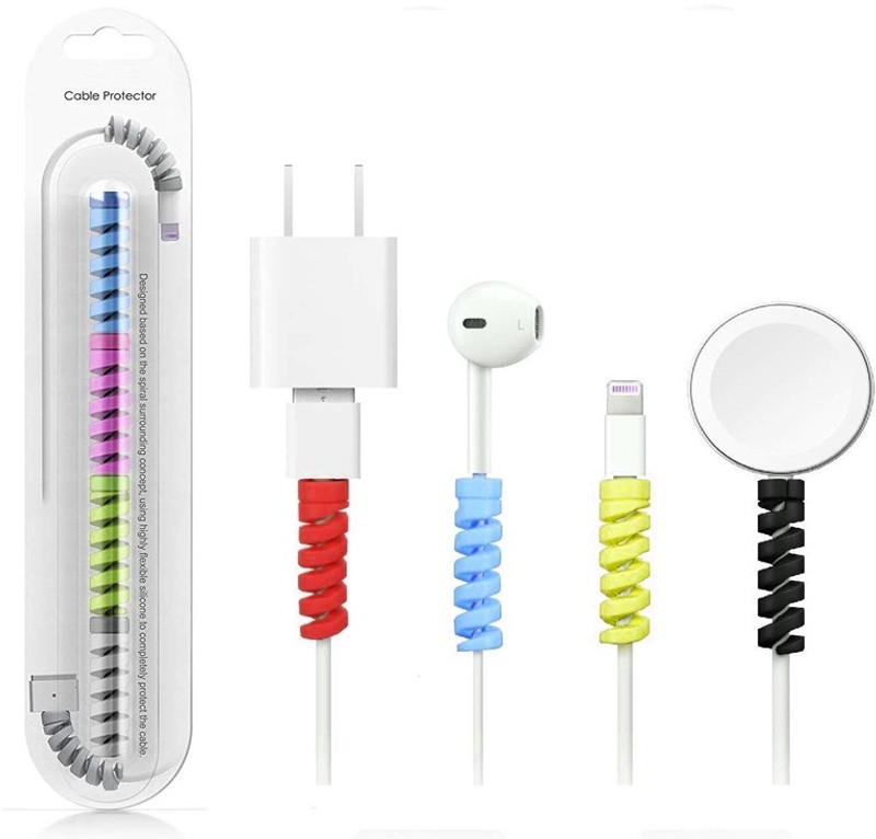 UNIQUE WORLD Multipurpose Spiral Charger Cable Saver Protector Protective Wire Protector U37 Cable Protector(Multicolor)