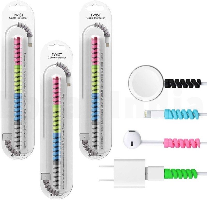 Epaal Spiral Cable Protector Winder Sleeve Protecting Expensive Cables 3 Sets (12 pcs) Cable Protector(Multicolor)