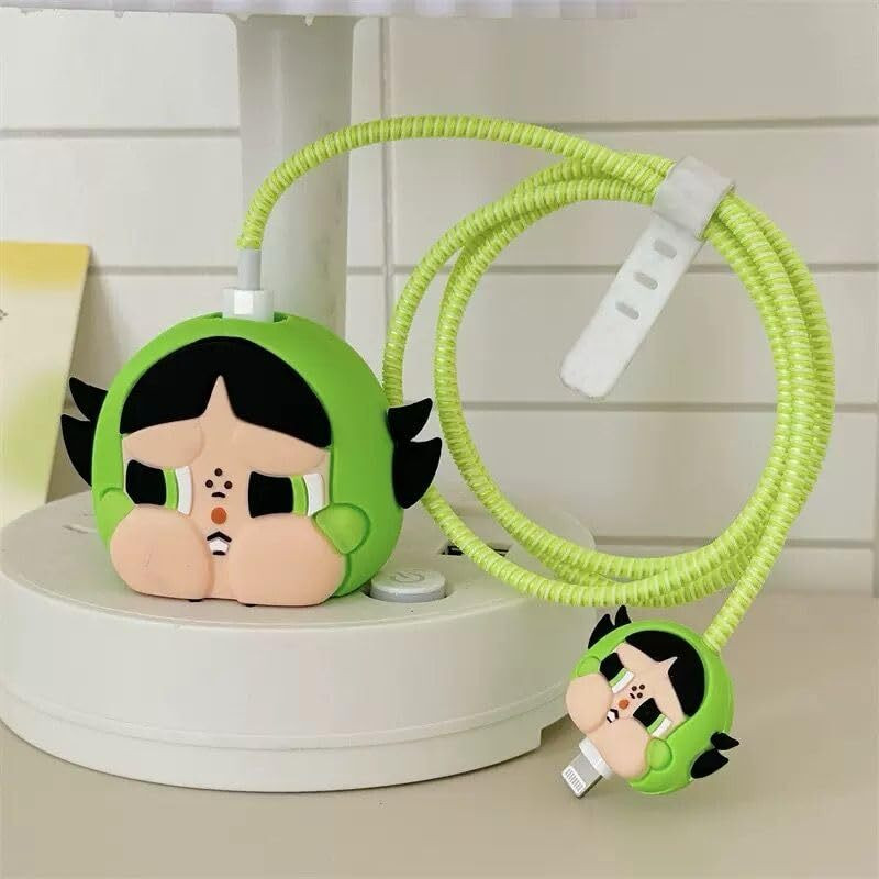 Meyaar Silicone Case for Iphone Charger 20W/18W Made for Apple iPhone 16 15 14 13 12 11 Cable Protector(Green)