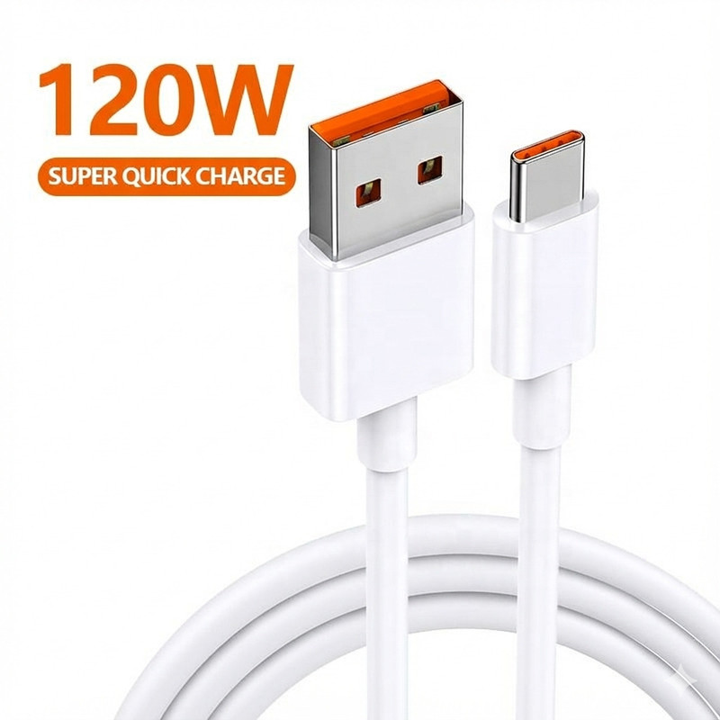 Yosou USB Type C Cable 6 A 1 m Copper 120W USB A to type C PD Quick Charge 6A Xiaomi Mi type c Fast Charging cable(Compatible with Mi, Redmi, Samsung Galaxy Oppo, Vivo Android Phone all type c devices, White, One Cable)