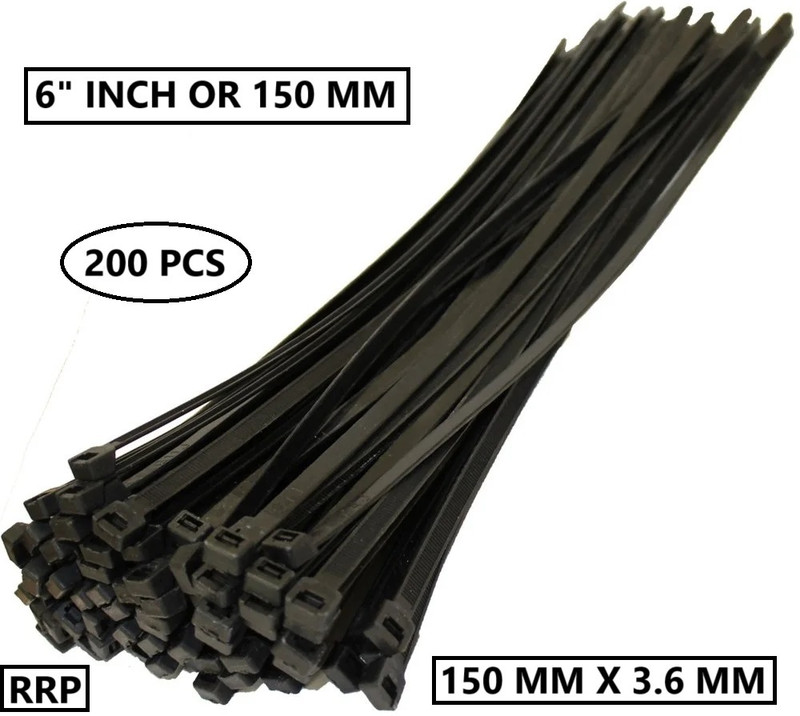 MANDC 12" Inch Cable Tie 4 MM Nylon Flexible Straps Cable Tie(Black Pack of 100)