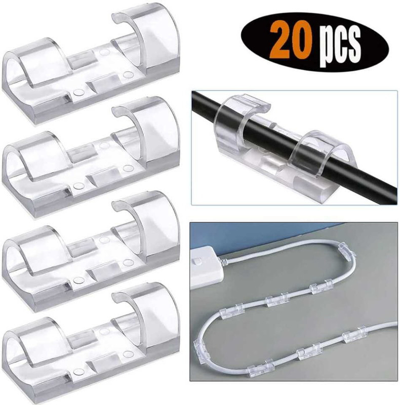 bahulya Cable clips Cable Organizer,Wire Clips for Wall, Wire Holder Clips Pack of 20Pcs Plastic Hook & Loop Cable Tie(Clear Pack of 1)