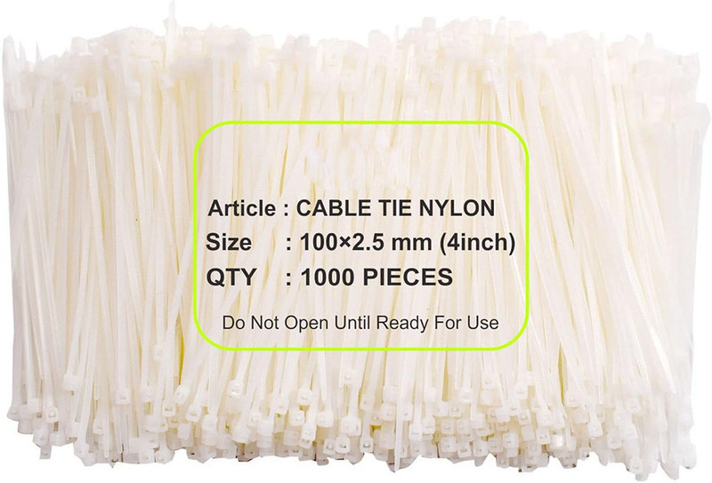 optik vision gold 4 Inch Zip Ties Self Locking With Heavy Duty Nylon Standard Cable Tie(White Pack of 1000)