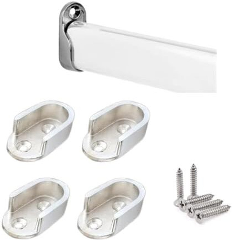 Kitistore Oval Hanging Rail Rod Bracket Support for Closet & Curtain Rod Set of 4 Cage Cuttlebone Holder