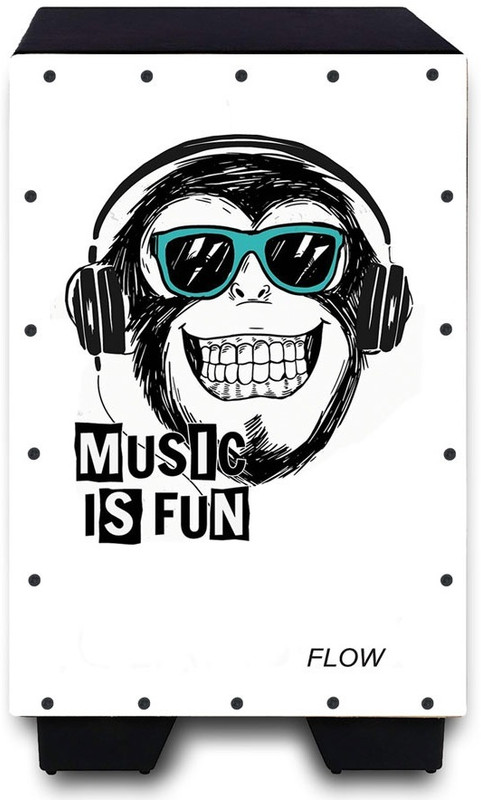 CLAPBOXX Flow Graphic Cajon- Walnut wood - 3 Internal Snares, Black (Music is Fun) Cajons