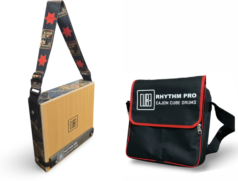 Rhythm Pro Cajon Cube Pro Traveller Cajon (BLACK MARBLE) With External Snare Tap & Strap Cajons
