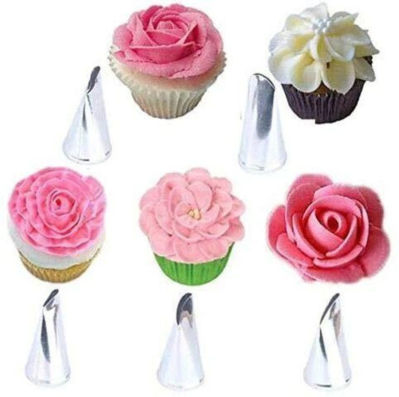 ARMMPRODUCTS 5Pcs Stainless Steel Cake Decorating Nozzle Set Icing Piping Tips for Baking Single Blade Cake Leveler