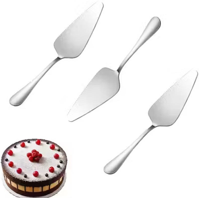 Fanqew Cake Spatula Set 3pcs - Durable Stainless Steel Cake Server for Dessert Stainless Steel Cake Server(Silver, Pack of 3)